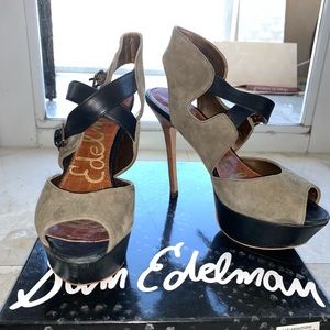 Sam Edelman Hunter Green and Black Platform Heels